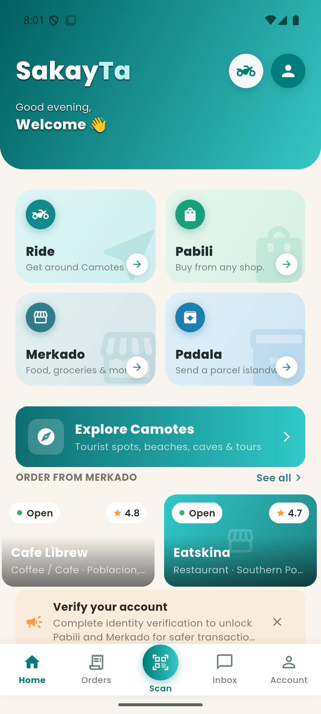 SakayTa app home screen